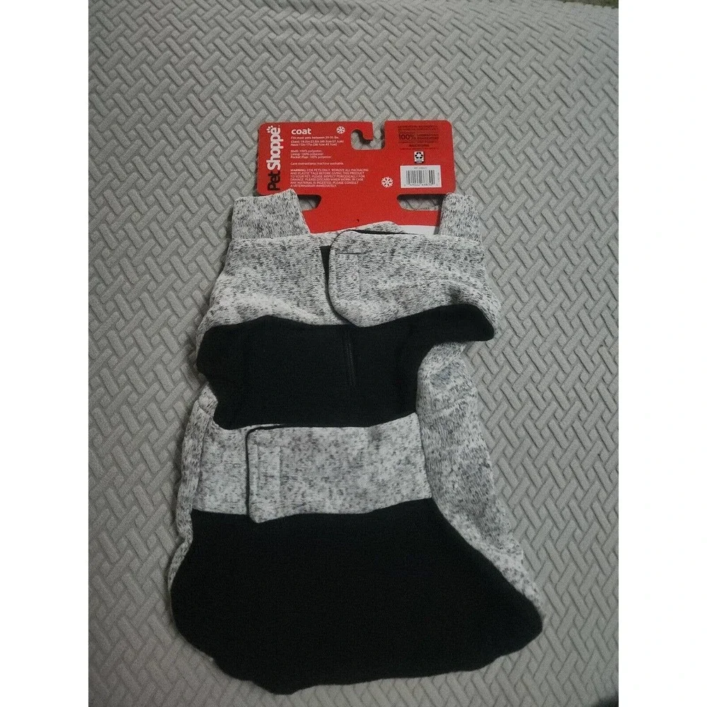 Pet Shoppe dog puppy winter coat size MEDIUM LARGE gray‎ and black 20-35lbsok